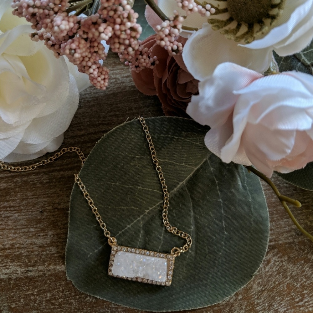 White Druzy Natural Stone Necklace